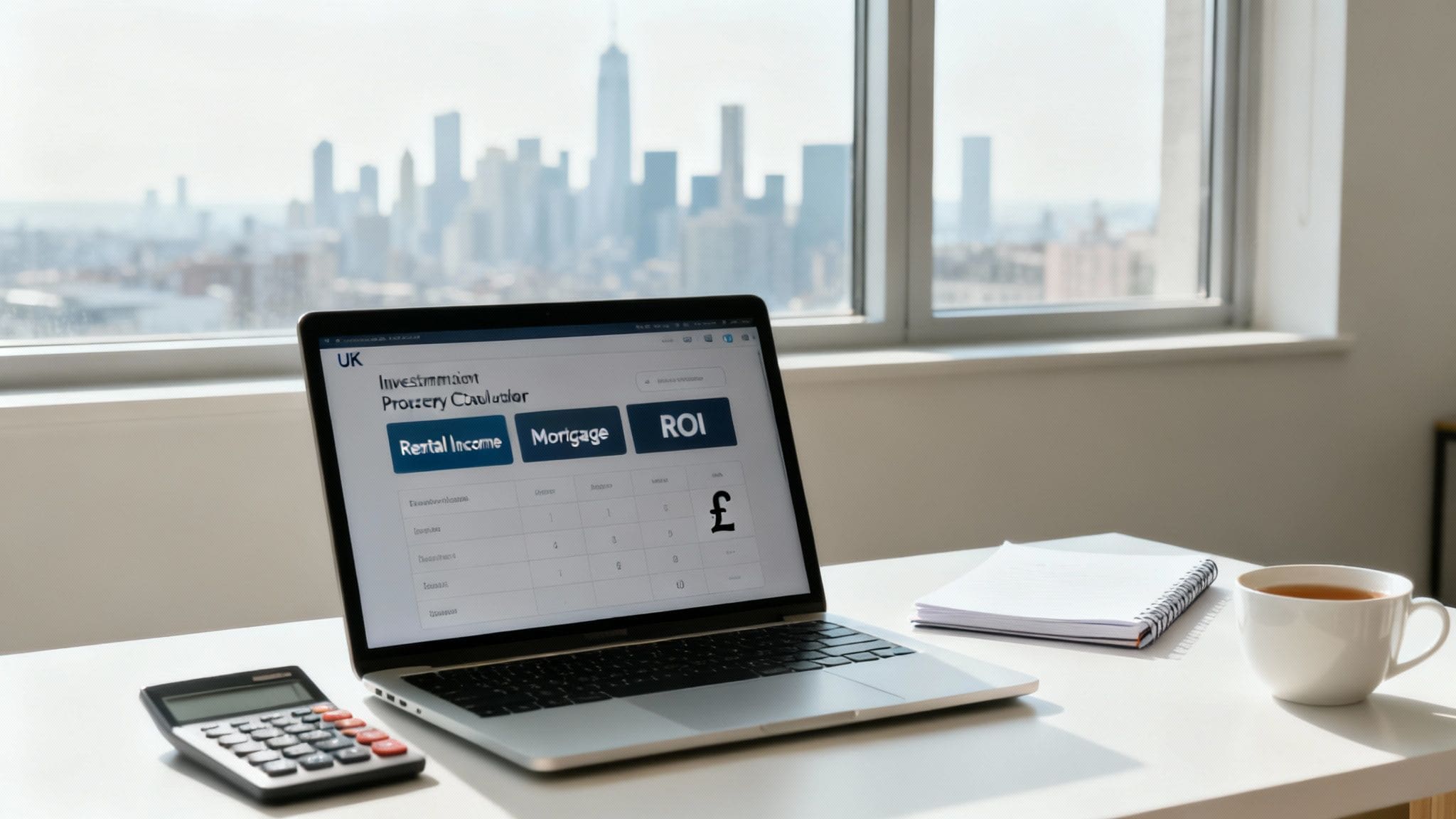 Concept map showing UK property costs breakdown including purchase costs, running expenses and financing for investment calculator