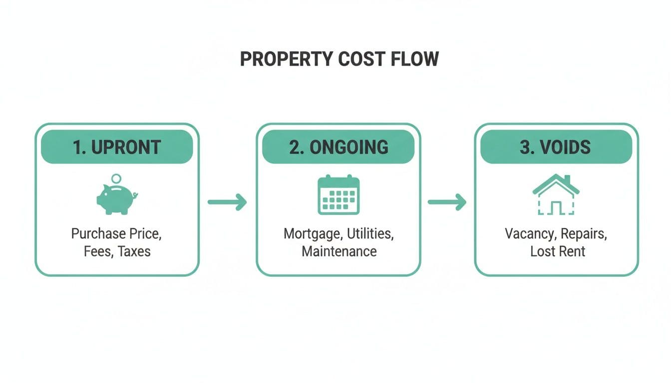 Tablet displaying advanced property analysis software with detailed financial charts and metrics on modern desk