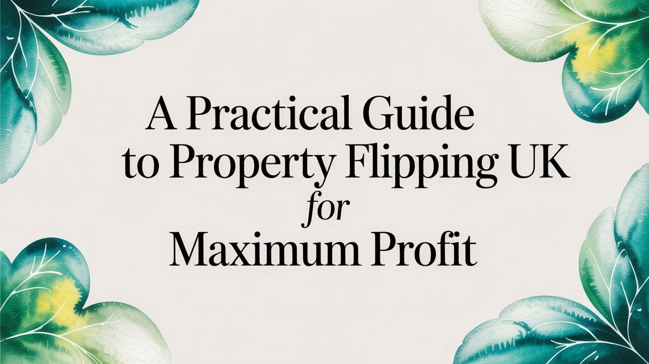 Smartphone displaying property flipping app DealSheet AI on wooden desk with notebook, pen and model house