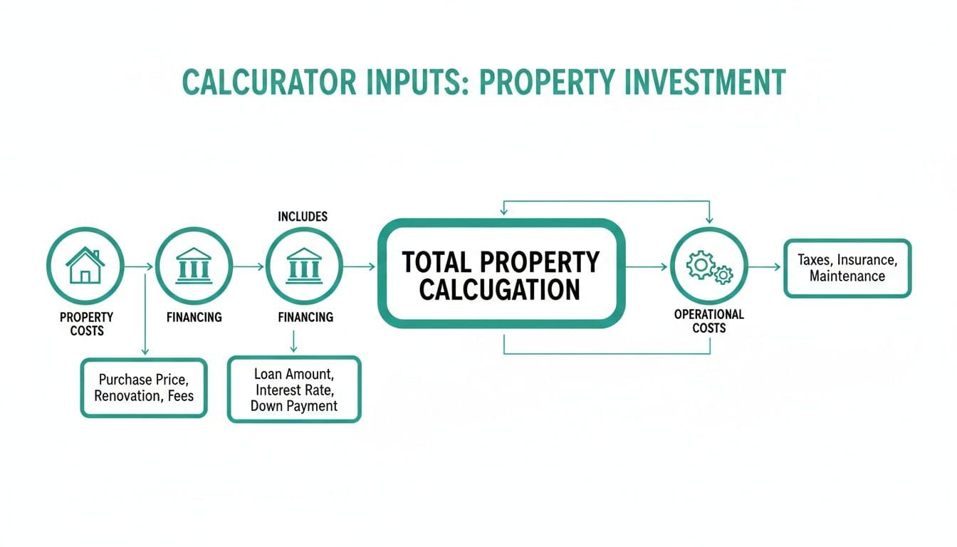 Visual comparison of UK property investment types showing terraced houses, HMO student rooms, serviced accommodation and renovation project