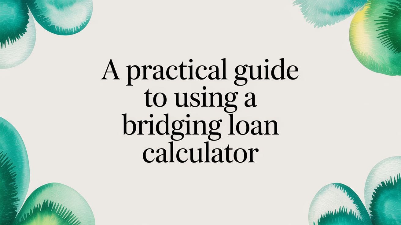 Laptop displaying a bridging loan calculator on a desk in a modern home setting, showing loan calculations and property finance details