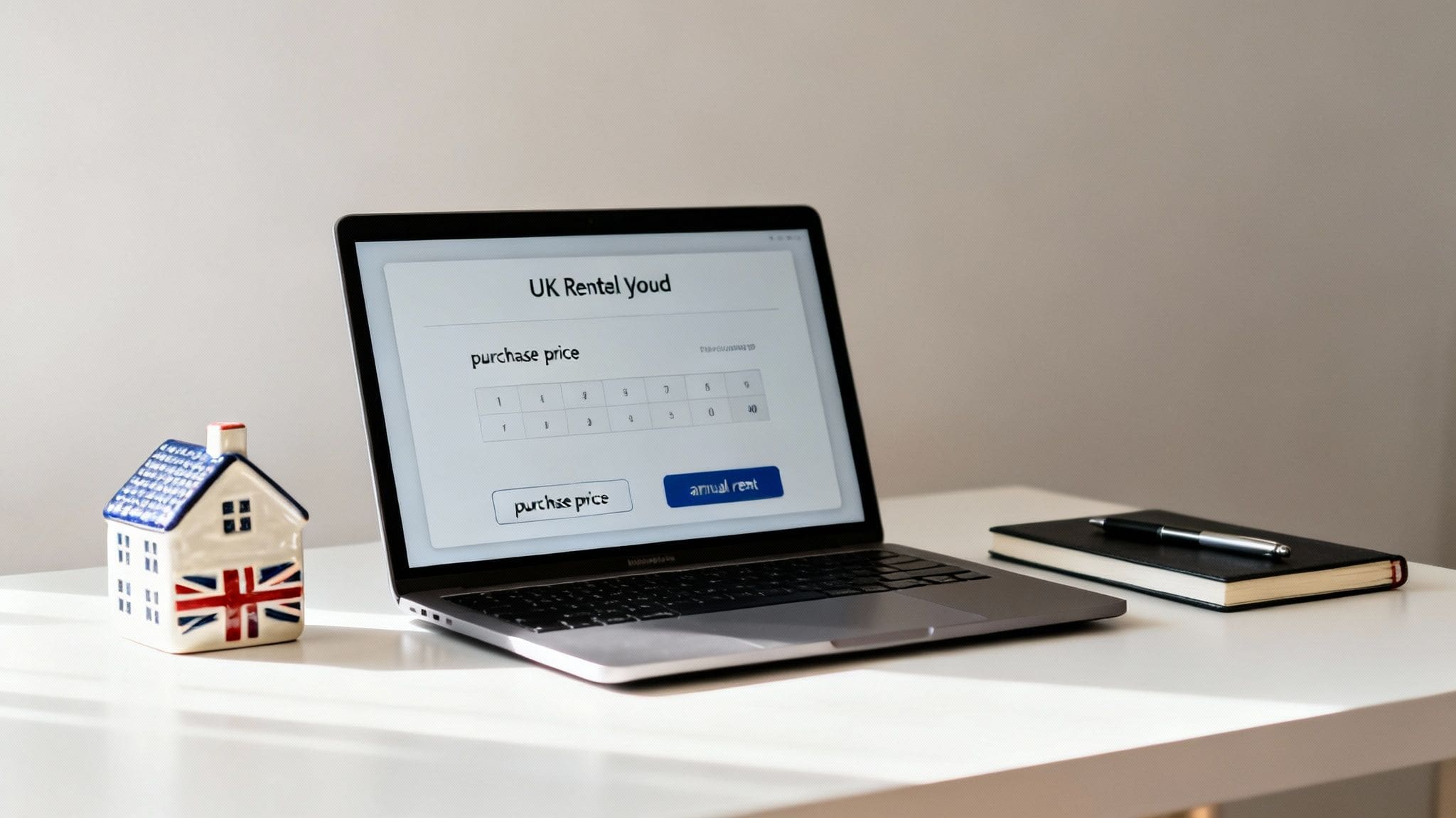 Flowchart illustrating the rental yield calculation process from gross yield minus operating costs equals net yield