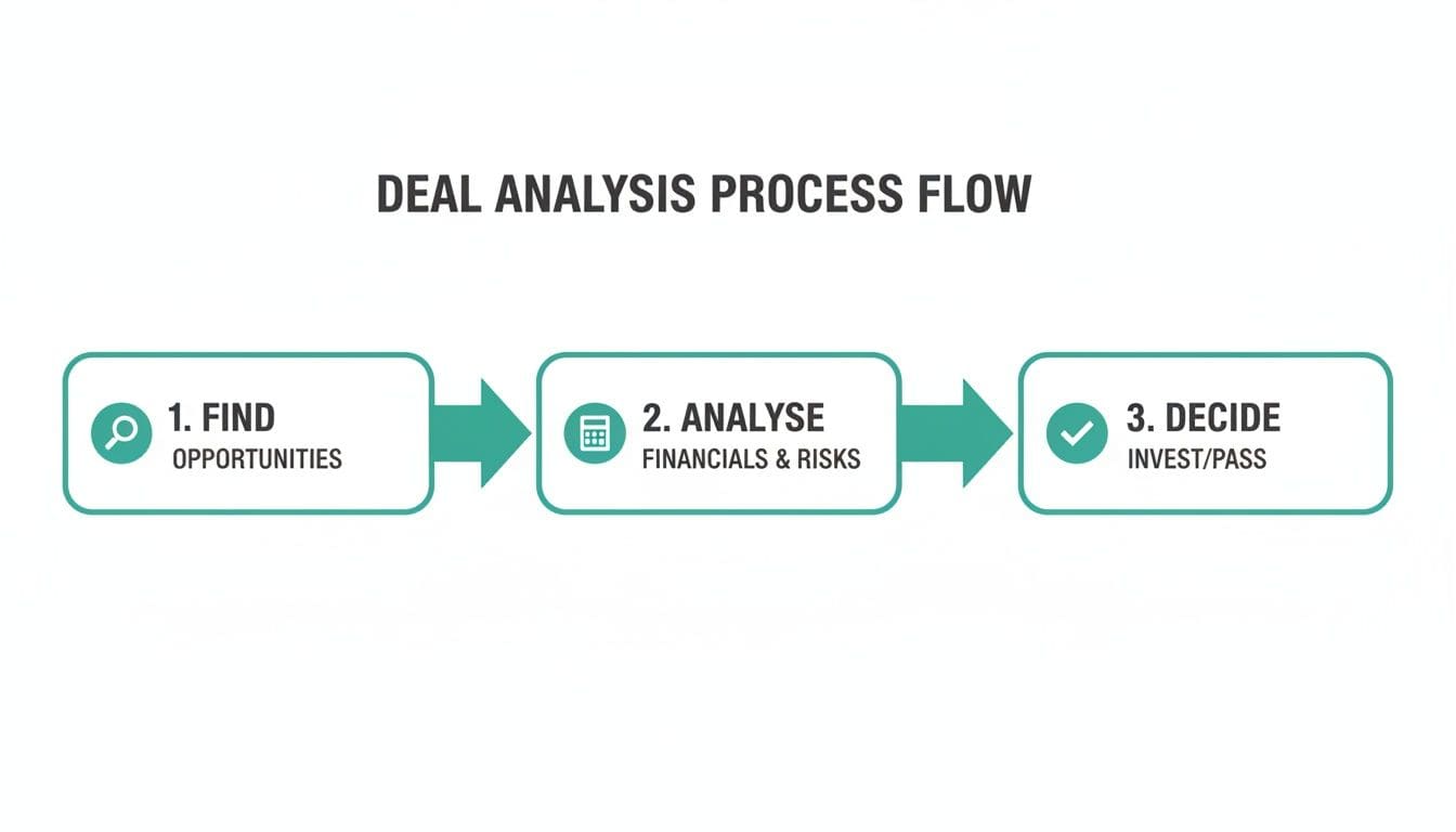 Three miniature houses of increasing size representing portfolio growth with keys and notebook on bright surface