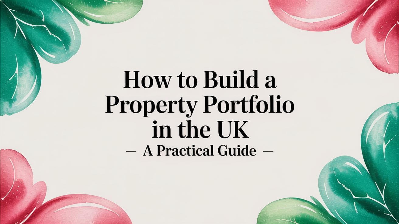 UK property investor planning portfolio strategy with blueprints, laptop, and financial documents on wooden desk