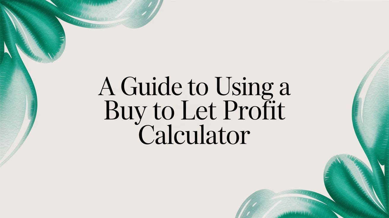 Investor calculating buy-to-let profit on laptop with miniature house model and calculator on desk