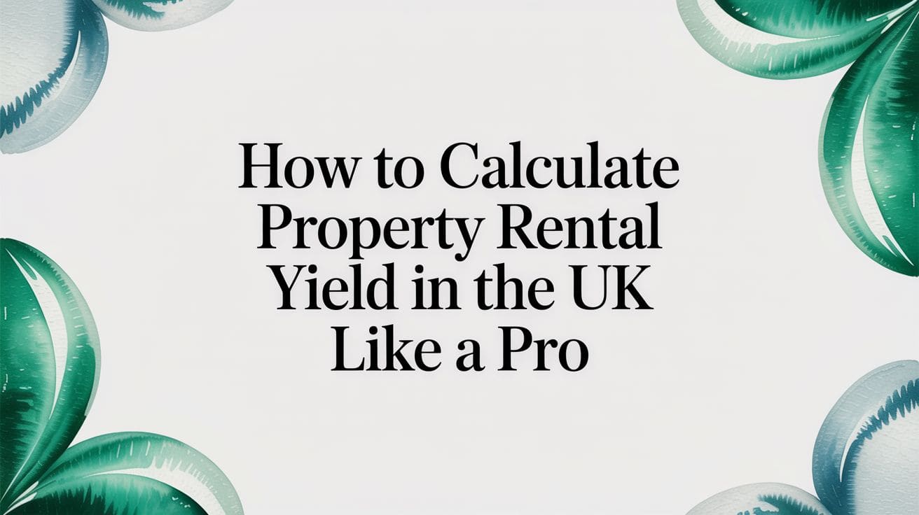 Infographic showing rental yield calculation formula with rent, property price and yield percentage steps