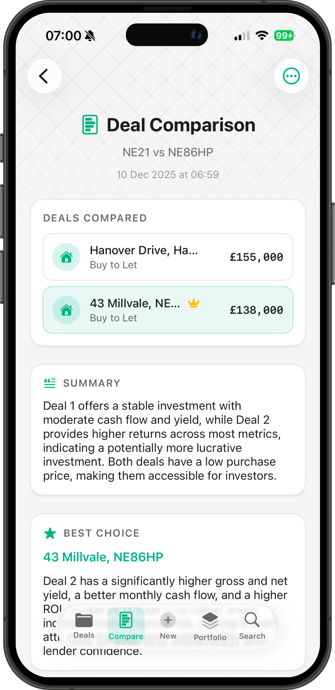 DealSheet AI deal comparison and analysis
